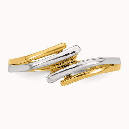 w/ White Rhodium Polished Bypass Ring, 14K