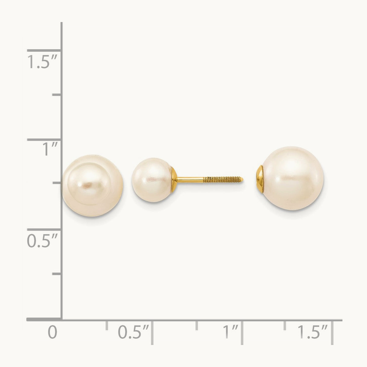 6- & 9-10mm Round Freshwater Cultured Pearl Screw On Post Earrings, 7mm, 14K