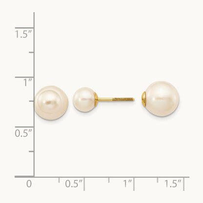 6- & 9-10mm Round Freshwater Cultured Pearl Screw On Post Earrings, 7mm, 14K
