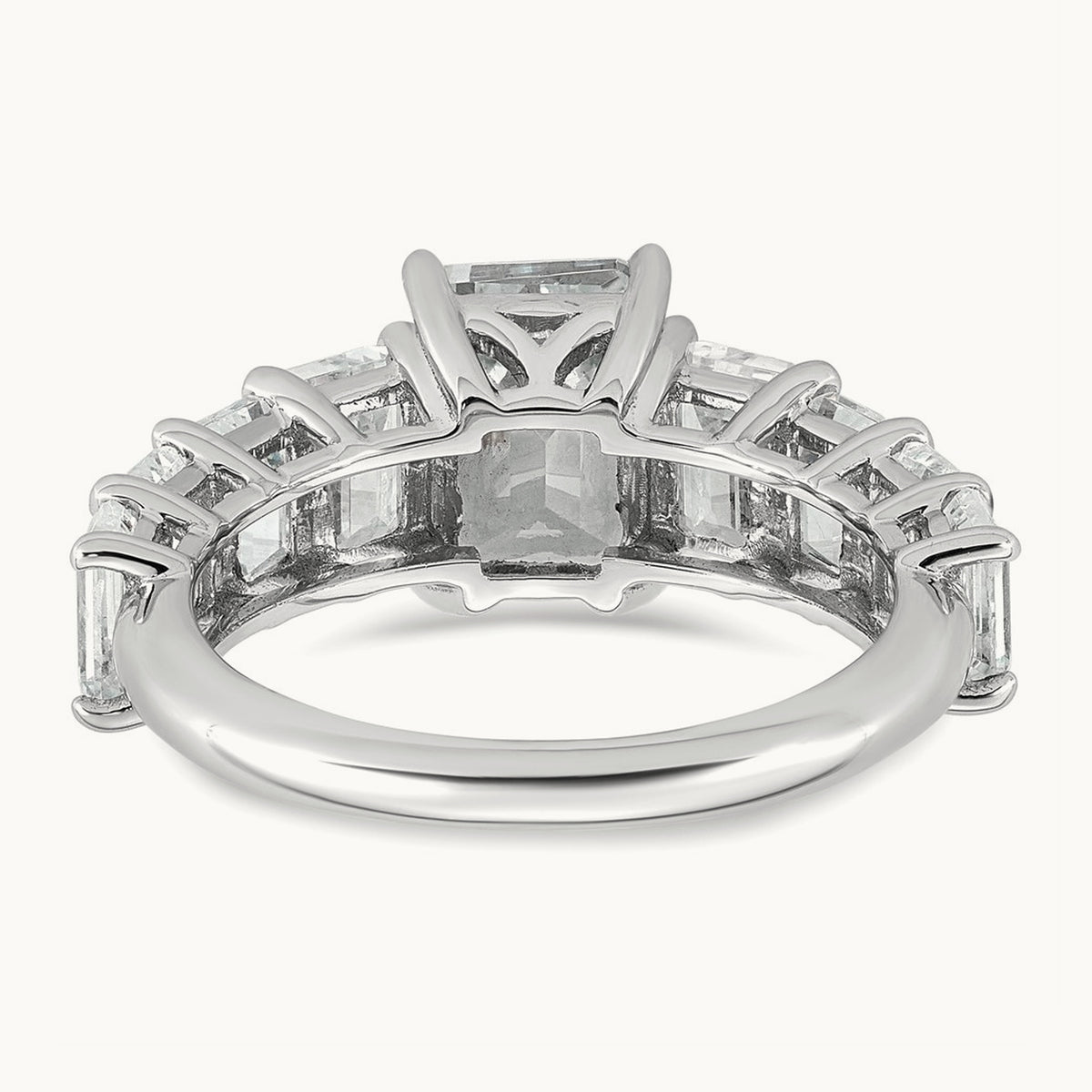 Emerald Shared Prong Engagement Ring, 5.00 ct tw Lab-Grown Diamond — 14K White Gold