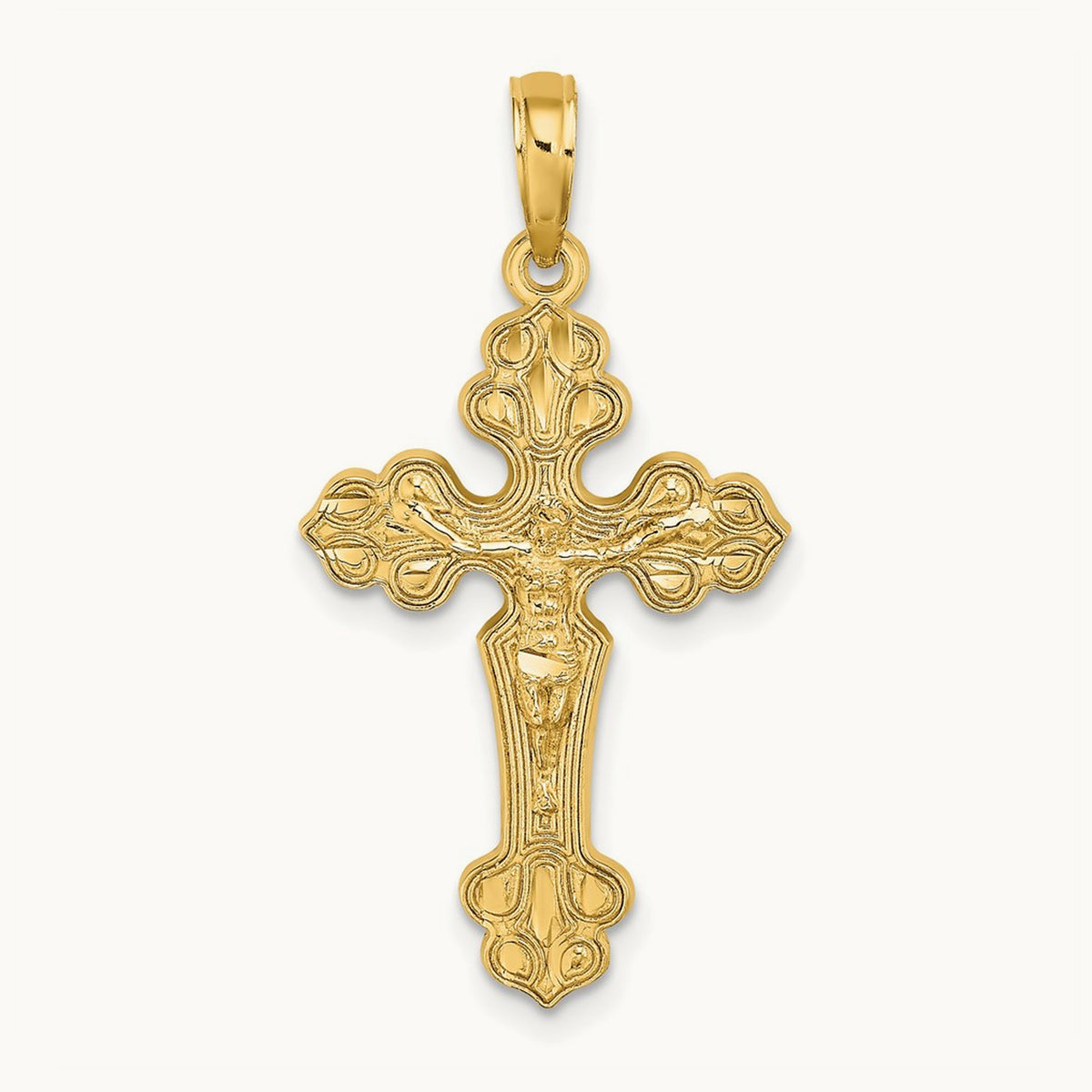 D/C Crucifix W /Fancy Tips Charm, 14K
