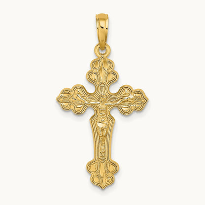 D/C Crucifix W /Fancy Tips Charm, 14K