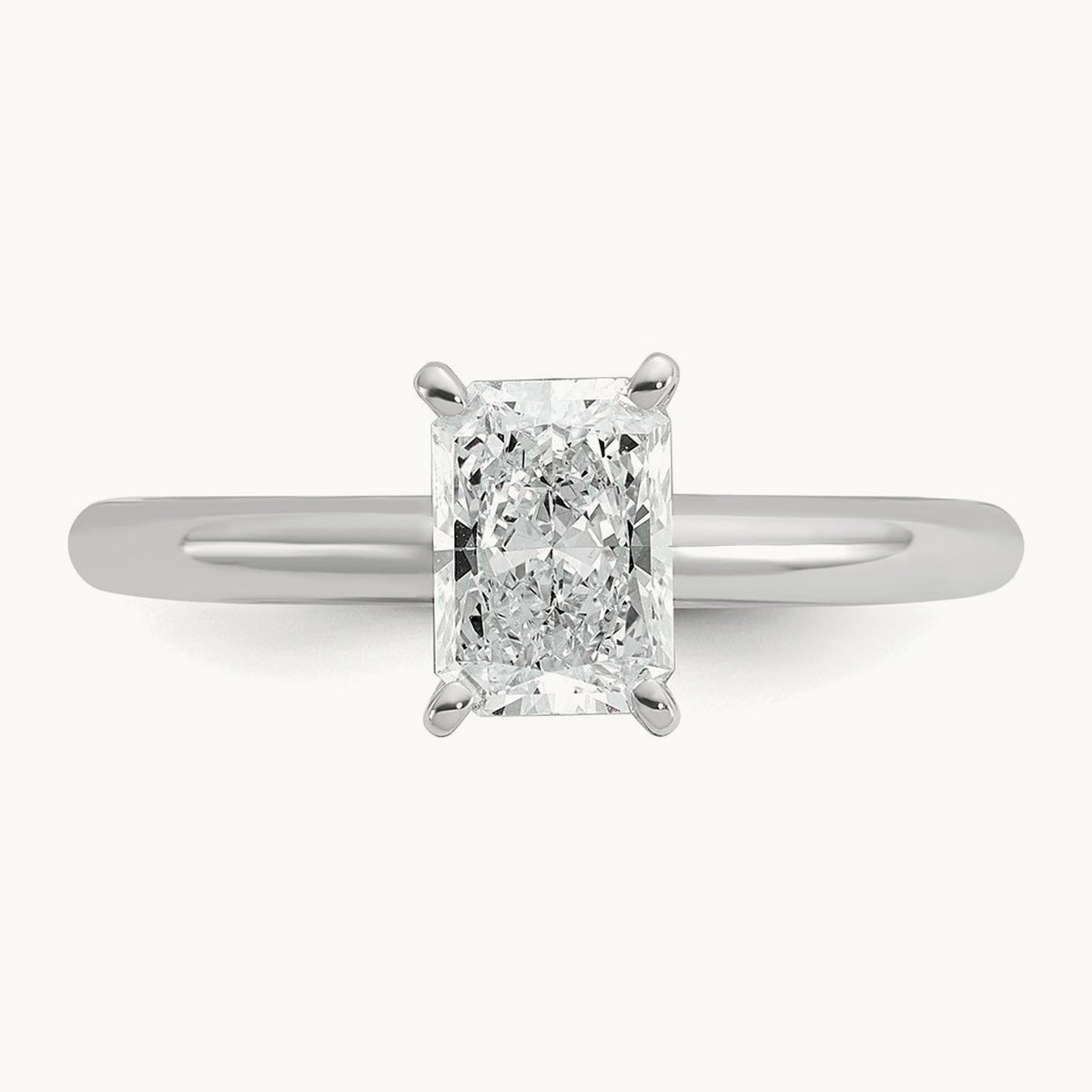 Radiant Solitaire Engagement Ring, 0.50-5.00 ct tw Lab-Grown Diamond — 1 ct, 14K White Gold
