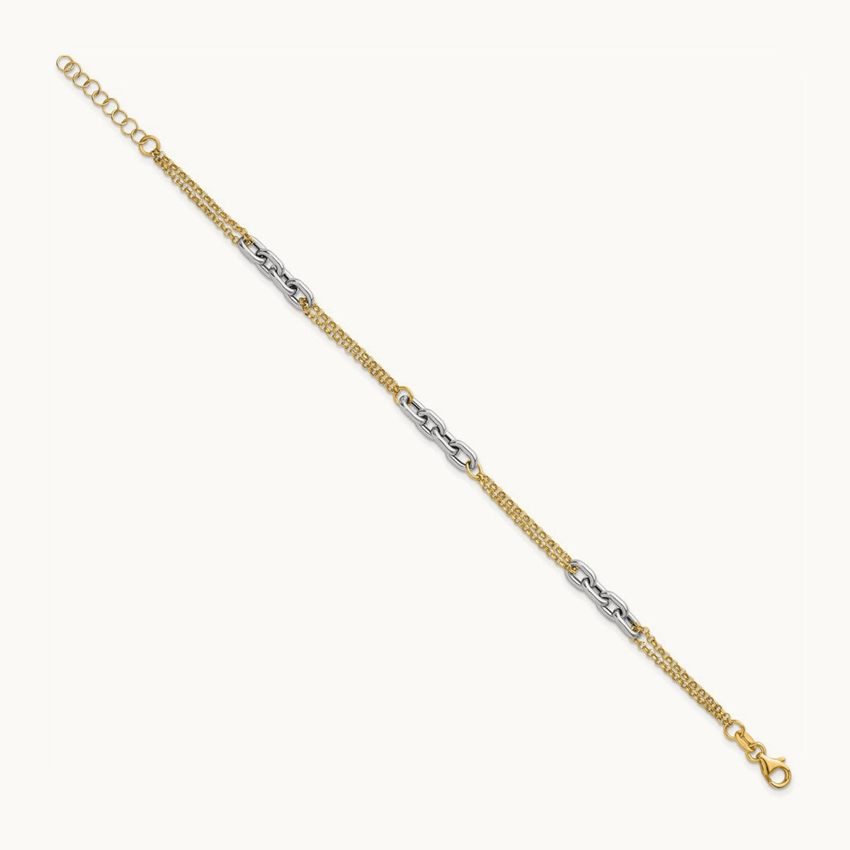 Polished 7.25in w/1in ext. Bracelet, 14K Two-tone