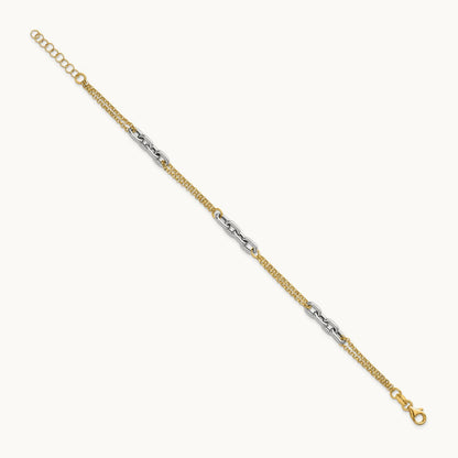 Polished 7.25in w/1in ext. Bracelet, 14K Two-tone