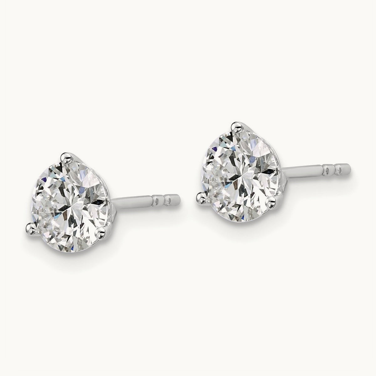 Round Stud Earrings, 0.10-6.00 ct tw Lab-Grown Diamond — 2 ct, 18K White Gold