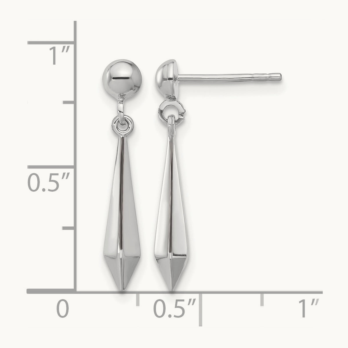 Polished Post Dangle Earrings — 14K White Gold