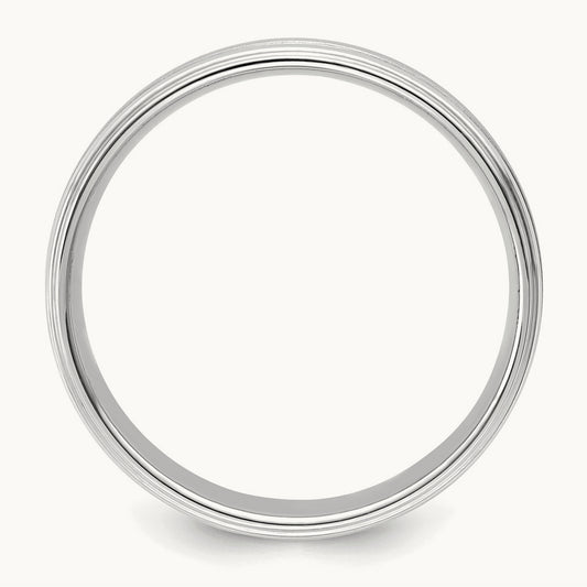 Light Comfort Fit Brush Satin Fancy Band, 14K White Gold