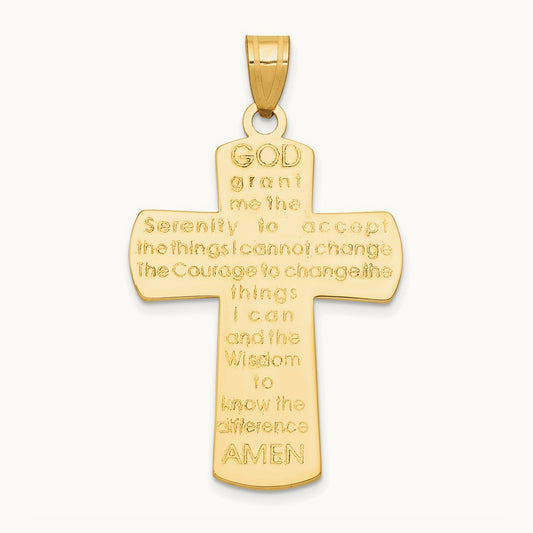 Cross Pendant w/Serenity Prayer on Back, 14K