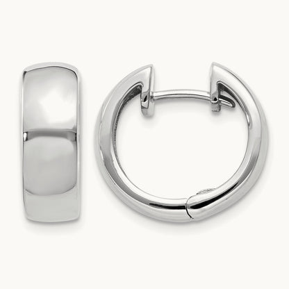 Round Hinged Hoop Earrings, 14K White Gold