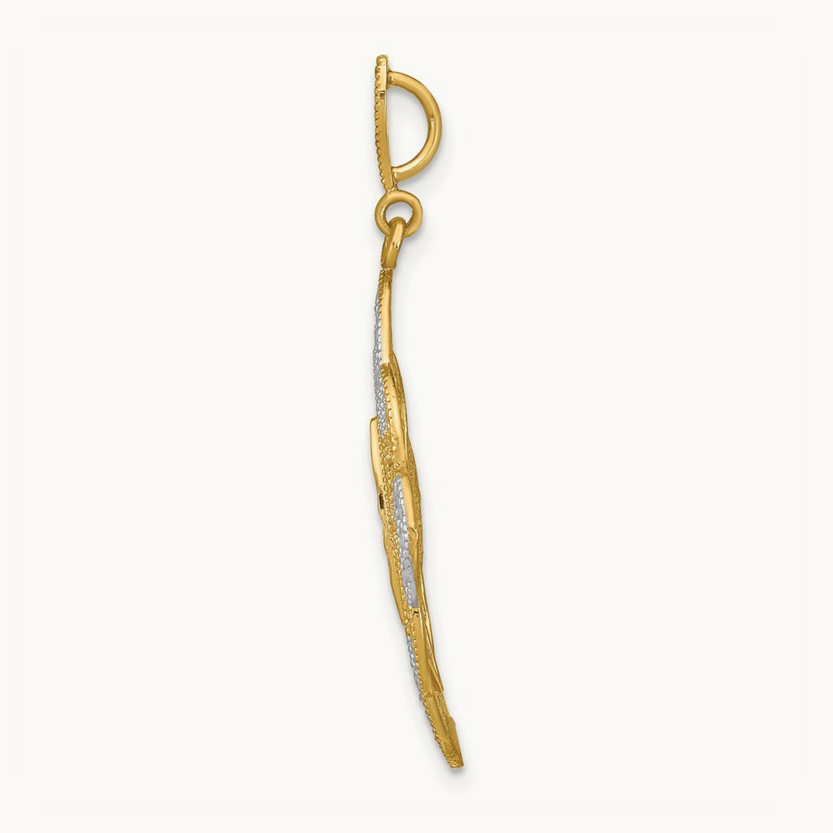 w/Rhodium D/C Filigree Oval Charm, 14K