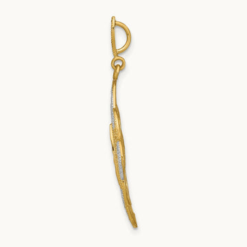 w/Rhodium D/C Filigree Oval Charm, 14K