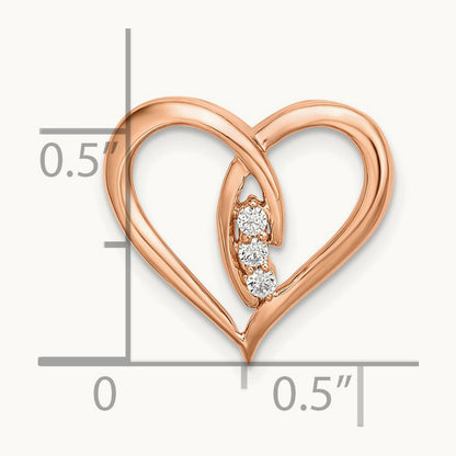 Diamond Polished Heart Chain Slide, 14K Rose Gold