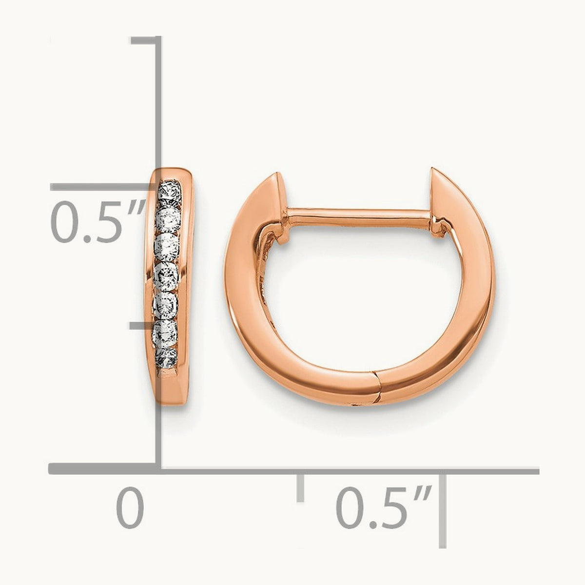 Polished Diamond Hinged Hoop Earrings — 14K Rose Gold