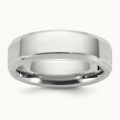 CLIQ Hinged Beveled Edge Wedding Band, 6mm, 14K White Gold