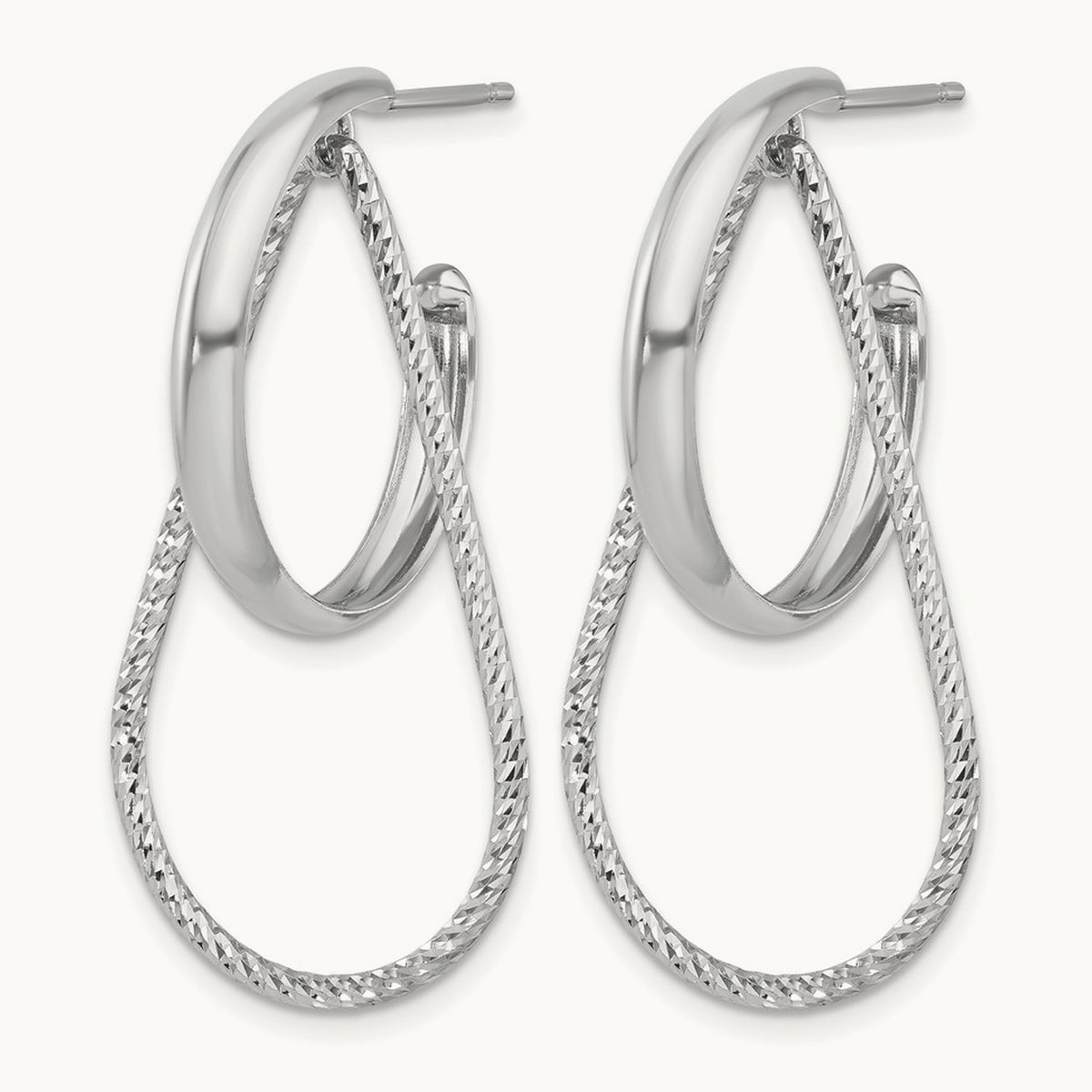Rh-plated Polished and Diamond-cut Dangle Earring, Sterling Silver — Leslie's