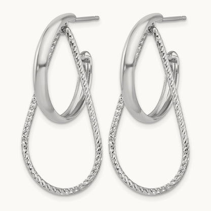 Rh-plated Polished and Diamond-cut Dangle Earring, Sterling Silver — Leslie's