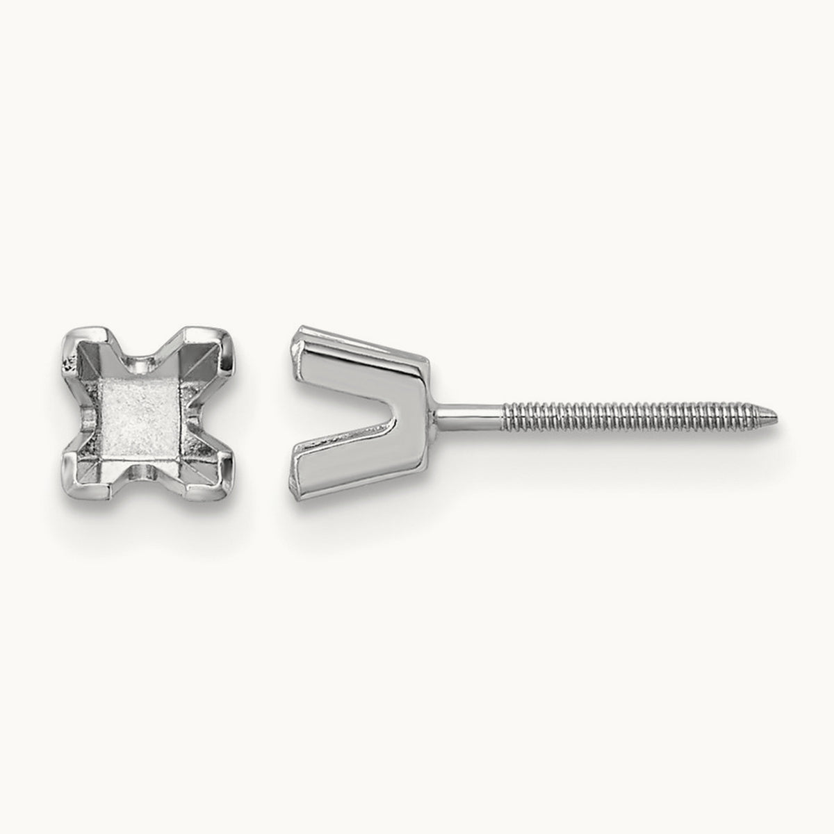 Princess Cut Stud Earring Mountings, 3.5mm, 14K White Gold