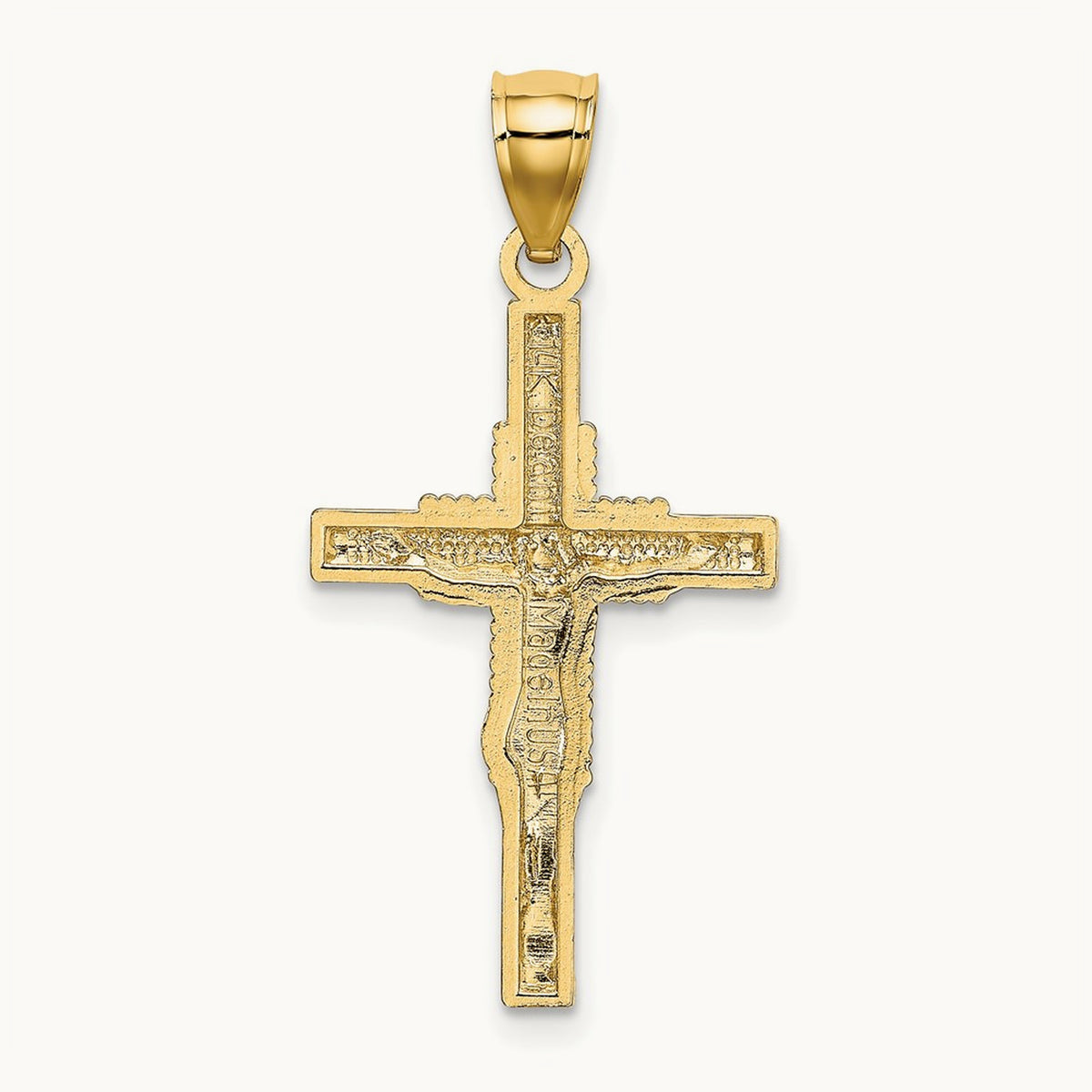 Beaded Accent Crucifix Charm, 14K