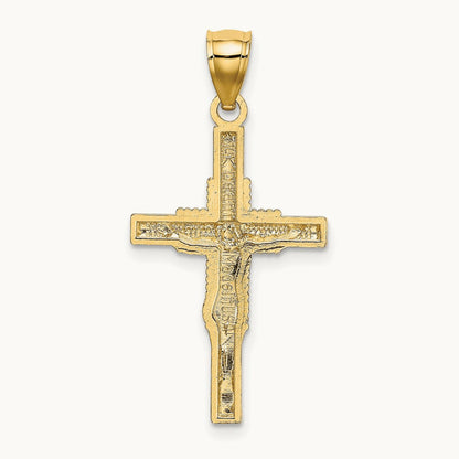 Beaded Accent Crucifix Charm, 14K
