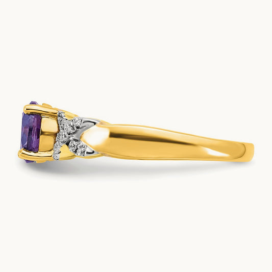 Amethyst and Diamond Ring, 14K Two-tone