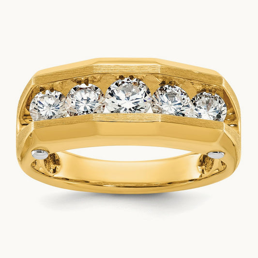 5 Stone Men's Ring, 1.50 ct tw Lab-Grown Diamond