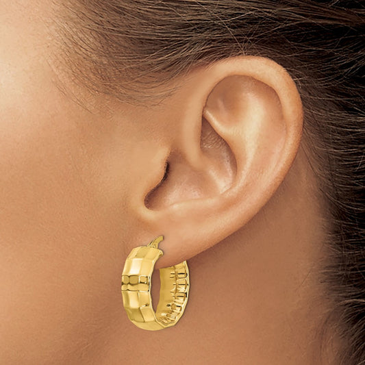 Polished Textured Oval Hoop Earrings — Leslie's — photo set