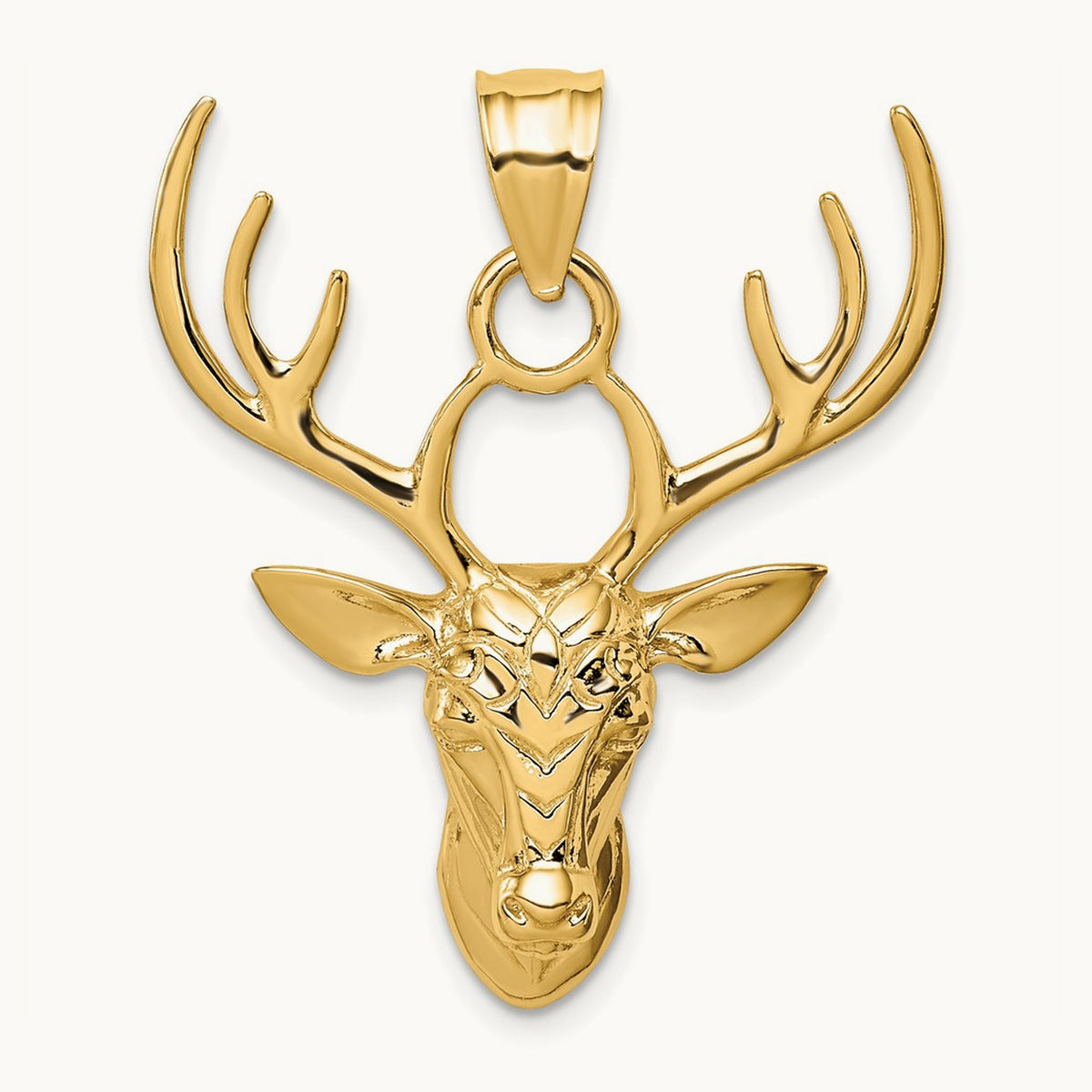Polished Deer Head Pendant — 35mm