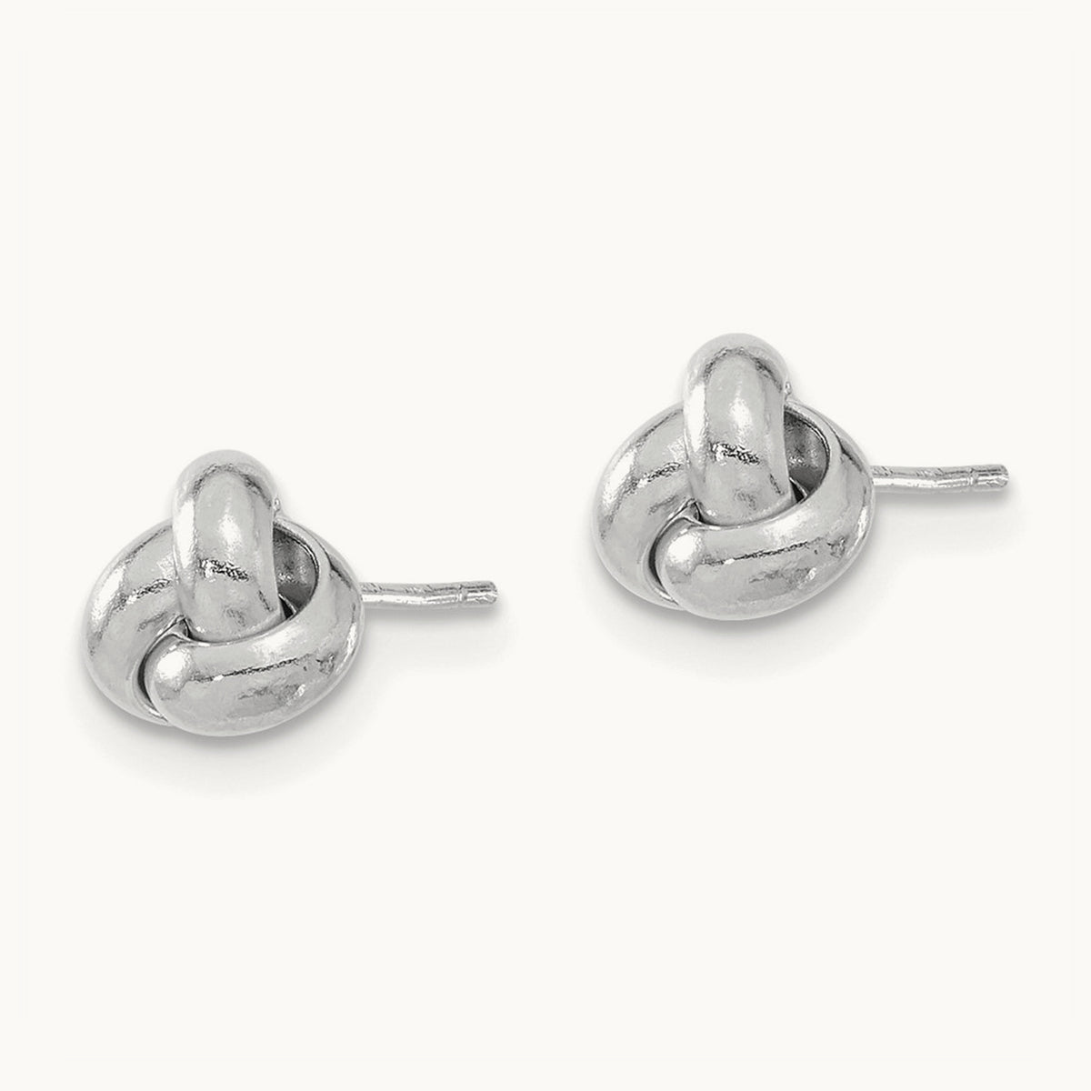 Polished Love Knot Post Earrings — 14K White Gold