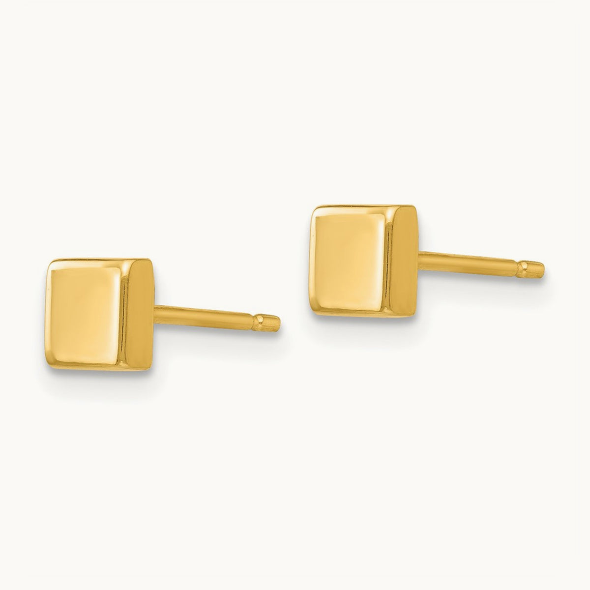 Polished Square Post Earrings — 4.5mm