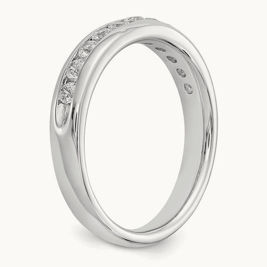 11-Stone Diamond Channel Band, 14K White Gold