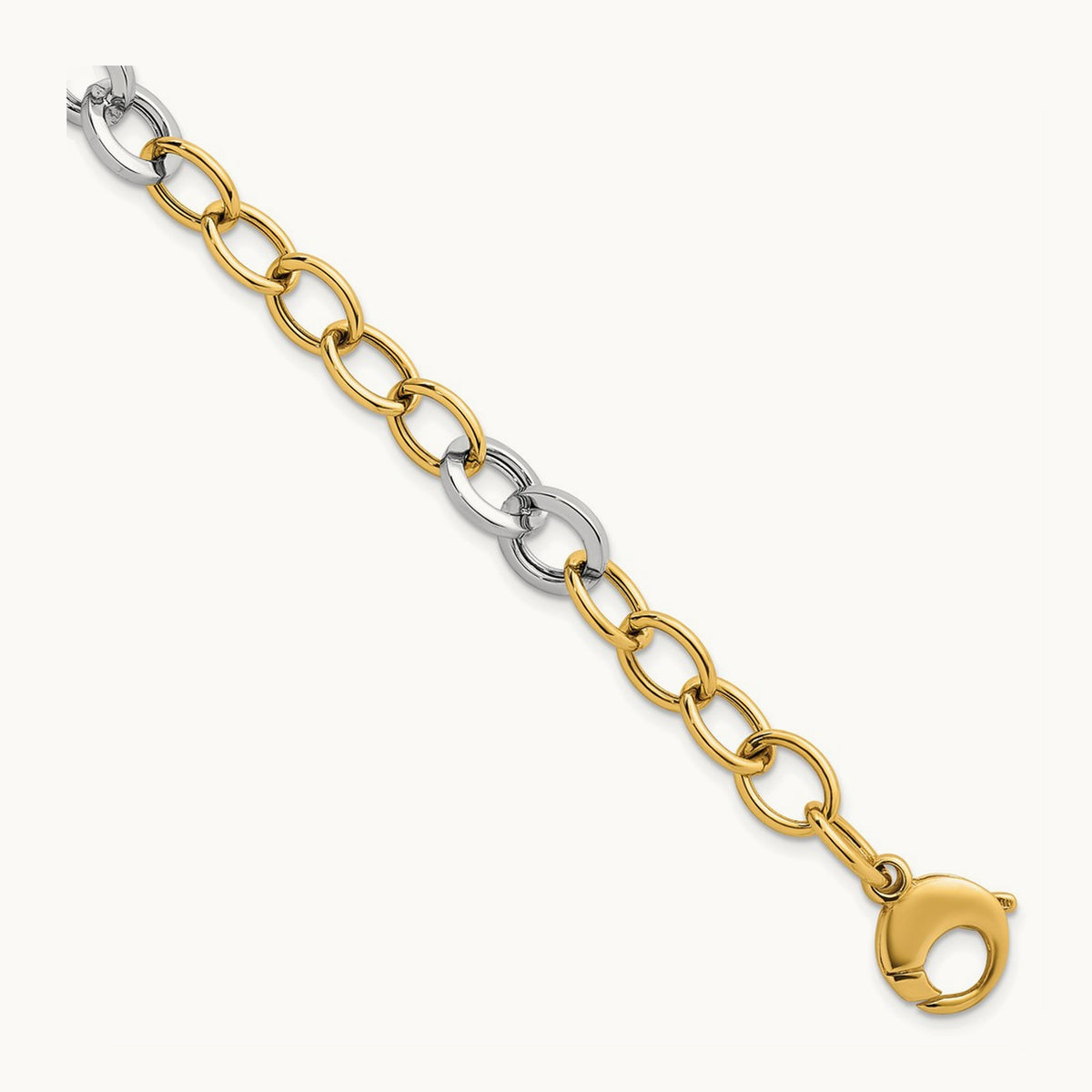 Polished Fancy Circle Chain Bracelet, 9.75mm, 14K Two-tone