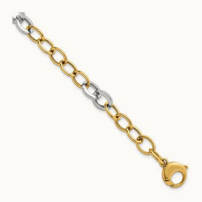 Polished Fancy Circle Chain Bracelet, 9.75mm, 14K Two-tone