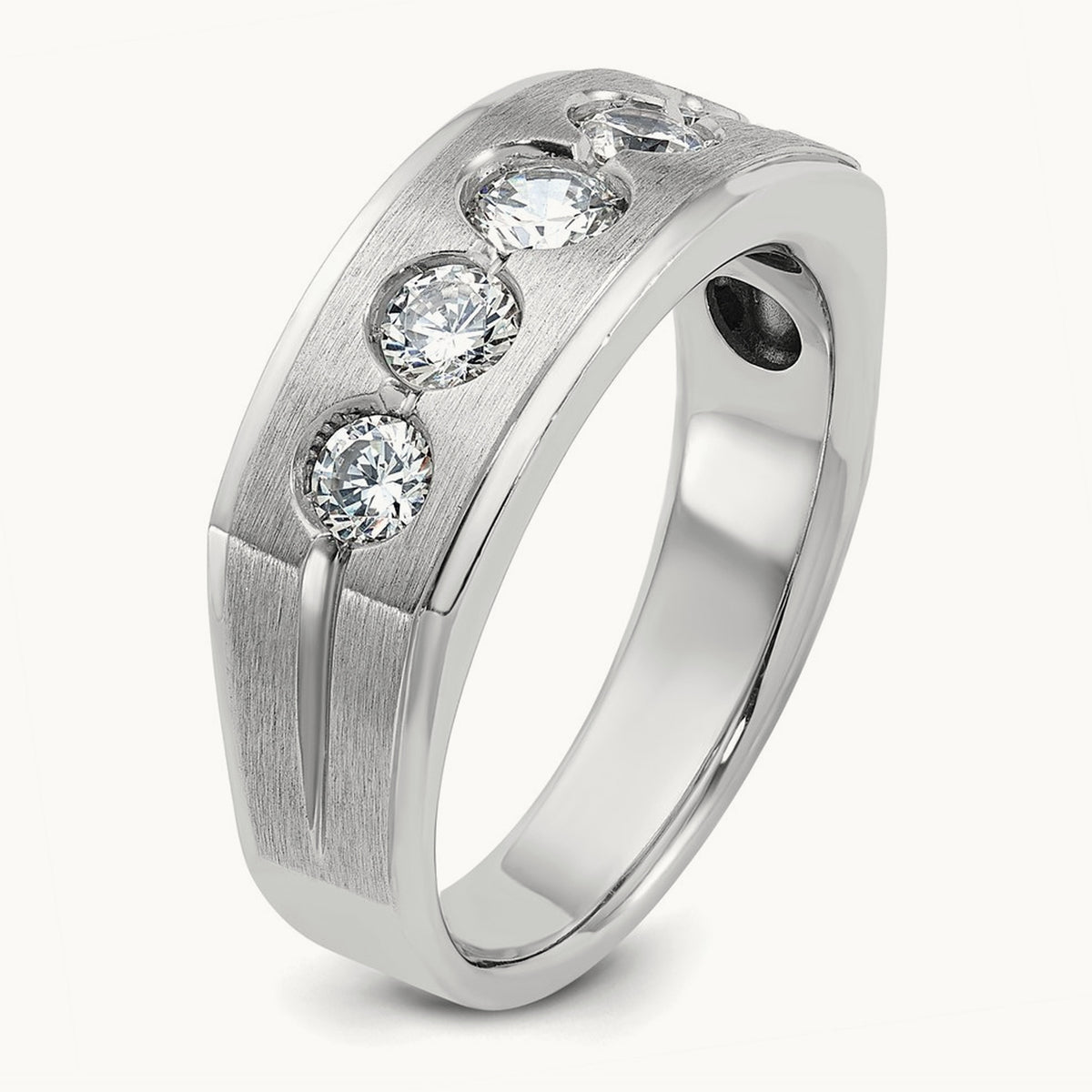 IBGoodman Men's Polished/Satin Diamond Complete Ring, 14K White Gold