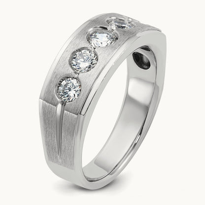 IBGoodman Men's Polished/Satin Diamond Complete Ring, 14K White Gold