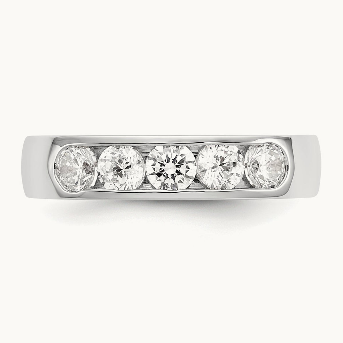 5-Stone Diamond Channel Band, 14K White Gold