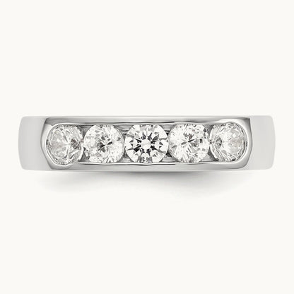 5-Stone Diamond Channel Band, 14K White Gold