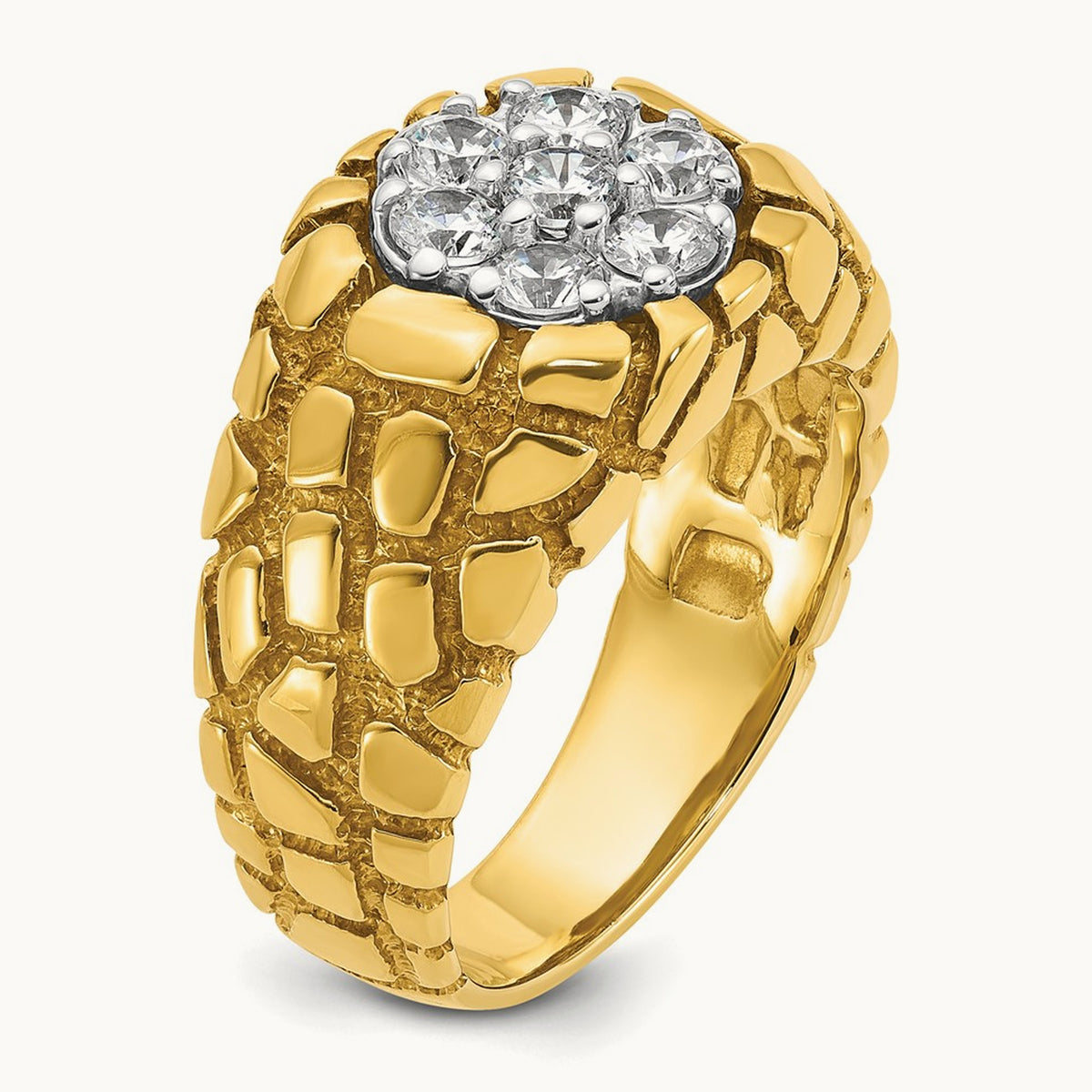 Textured Cluster Nugget Ring, 1.00 ct tw Lab-Grown Diamond