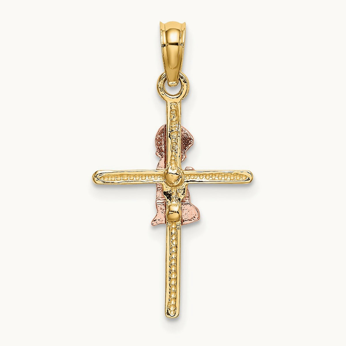 2-D Boy On Cross Charm, 14K Two-tone