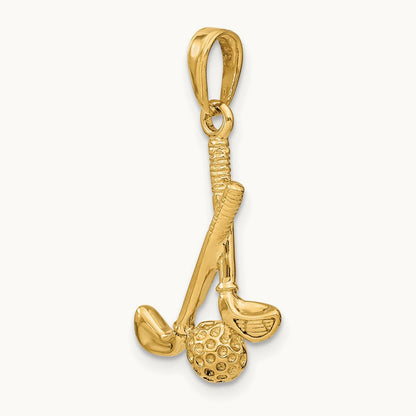 3-D Clubs and Ball Pendant, 14K