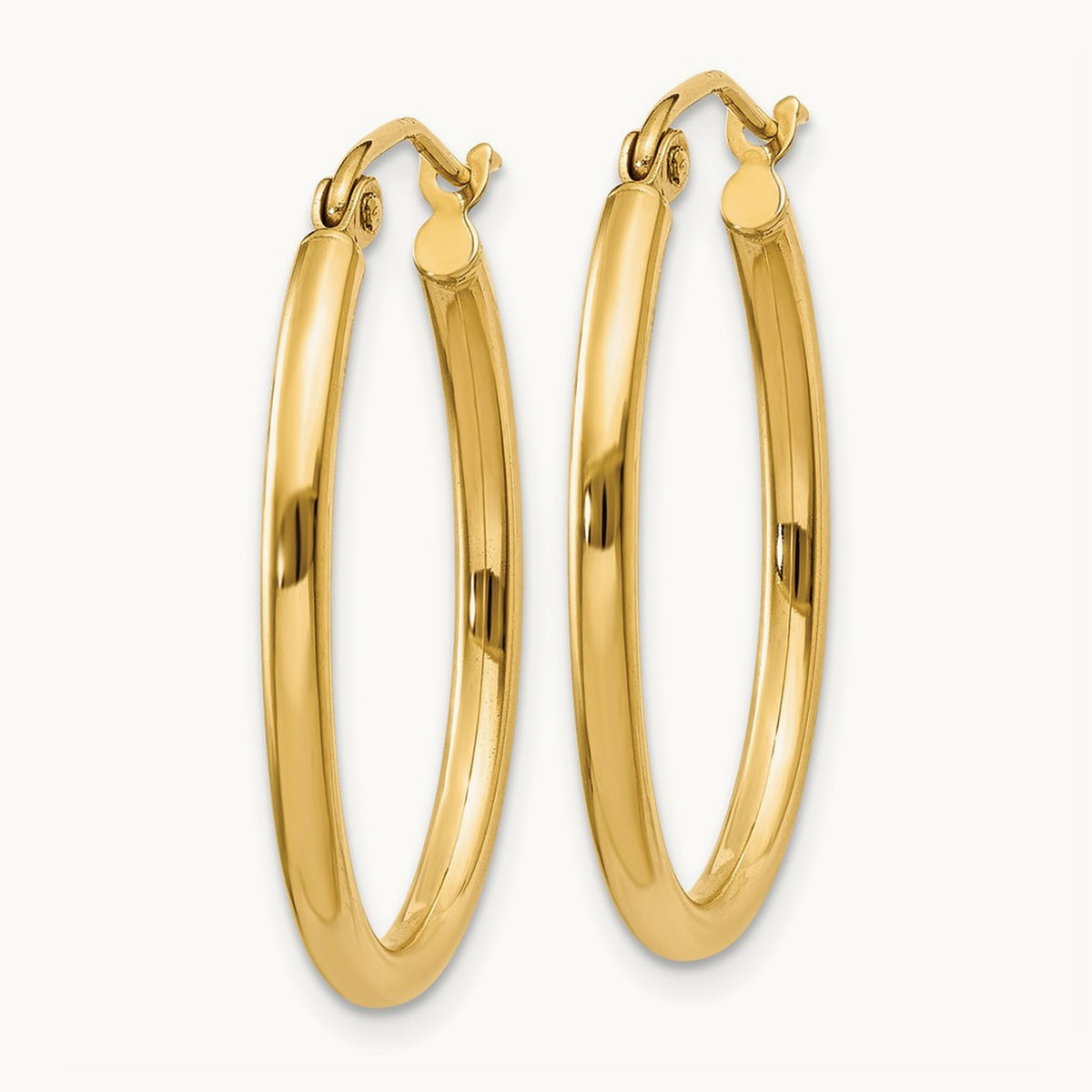 Oval Polished Hoop Earring, 14K