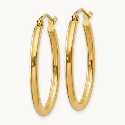 Oval Polished Hoop Earring, 14K