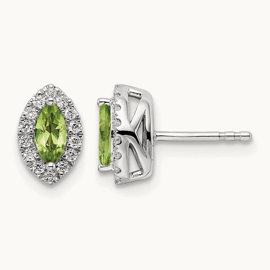 Peridot August Birthstone Earrings, 0.20 ct tw Lab-Grown Diamond