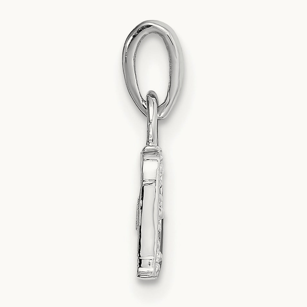 Diamond Letter D Initial Pendant, 14K White Gold with Rhodium