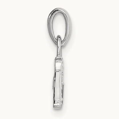 Diamond Letter D Initial Pendant, 14K White Gold with Rhodium