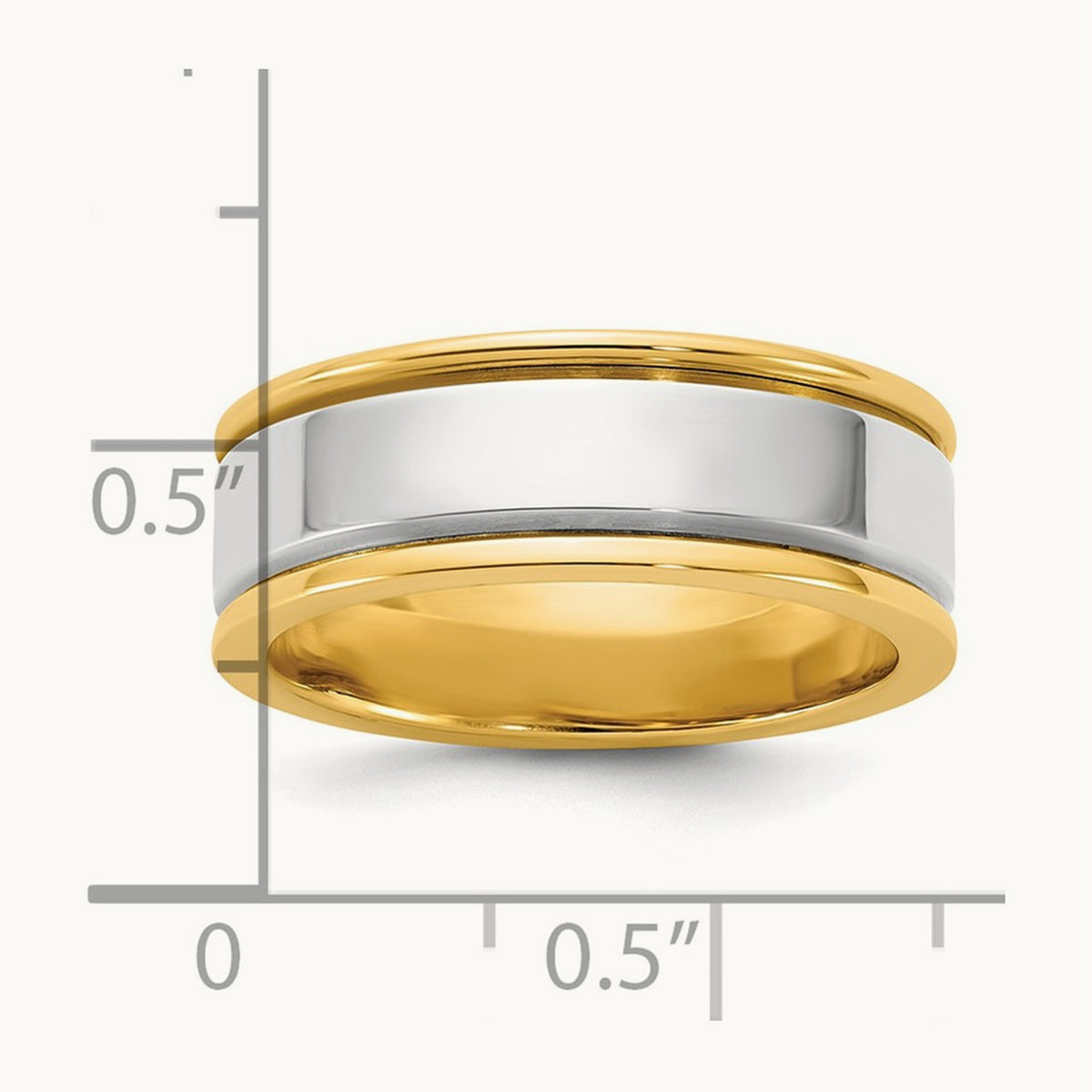 Y/W Step Up Beveled Wedding Band, 7mm, 14K Two-tone