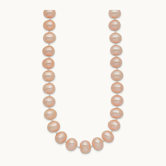 8- Pink Near Round Freshwater Cultured Pearl Necklace, 14K