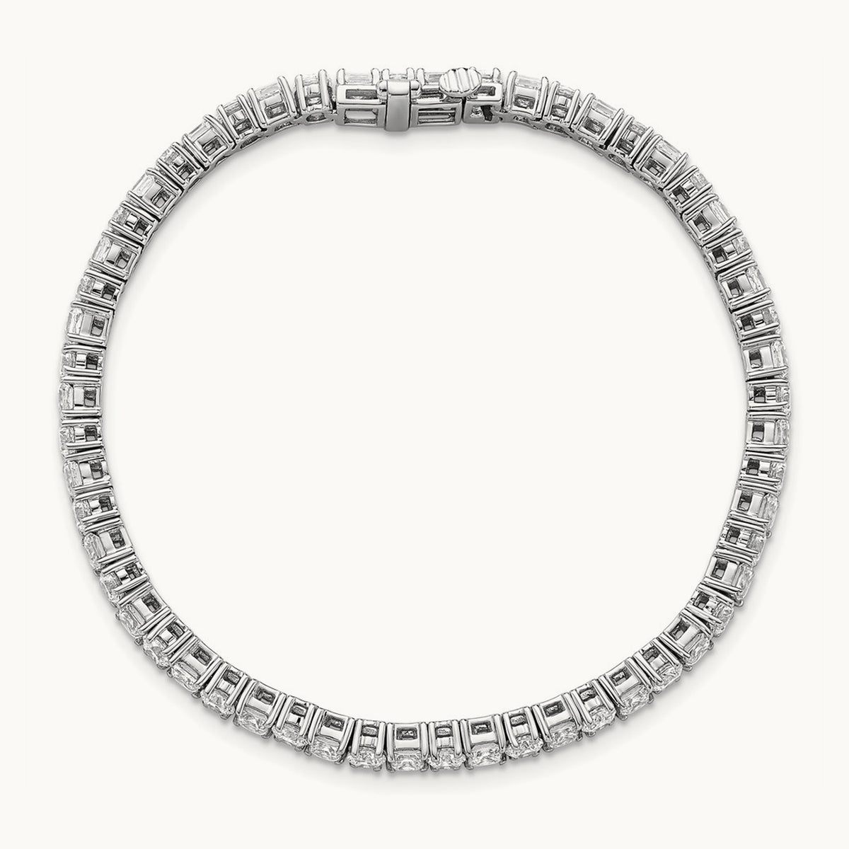 Princess/Round Tennis Bracelet, 7.00 ct tw Lab-Grown Diamond — 14K White Gold