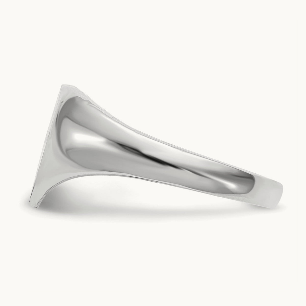 Closed Back Heart Signet Ring — 14K White Gold, 8.0x7.5mm, 5