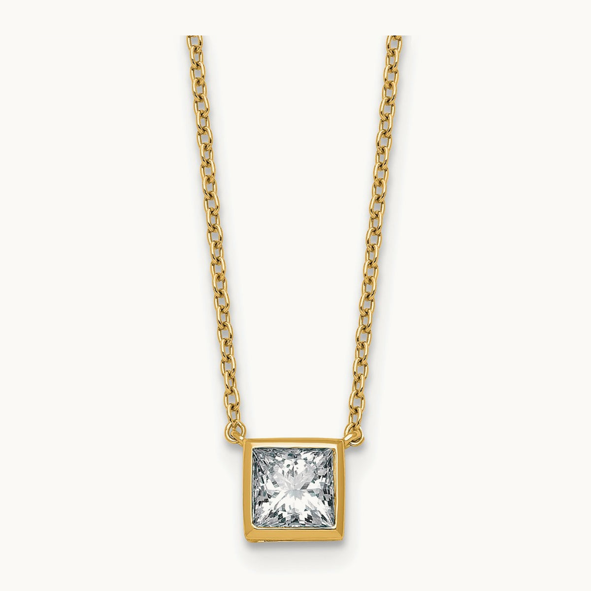 Princess Bezel Set Pendant, 1.00-4.00 ct tw Lab-Grown Diamond — 1 ct, 14K Yellow Gold